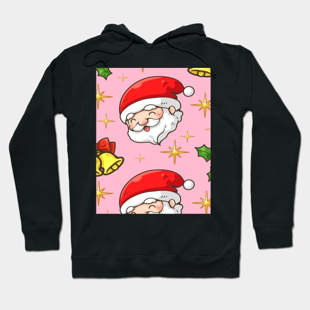 Cute Cheerful Santa Pattern Hoodie by DragonTees